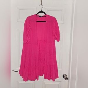 Torrid Size 0 Hot Pink Short Sleeve Ruffle Tiered Kimono